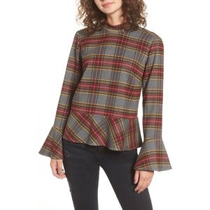 BP Plaid Blouse in Red and Gray